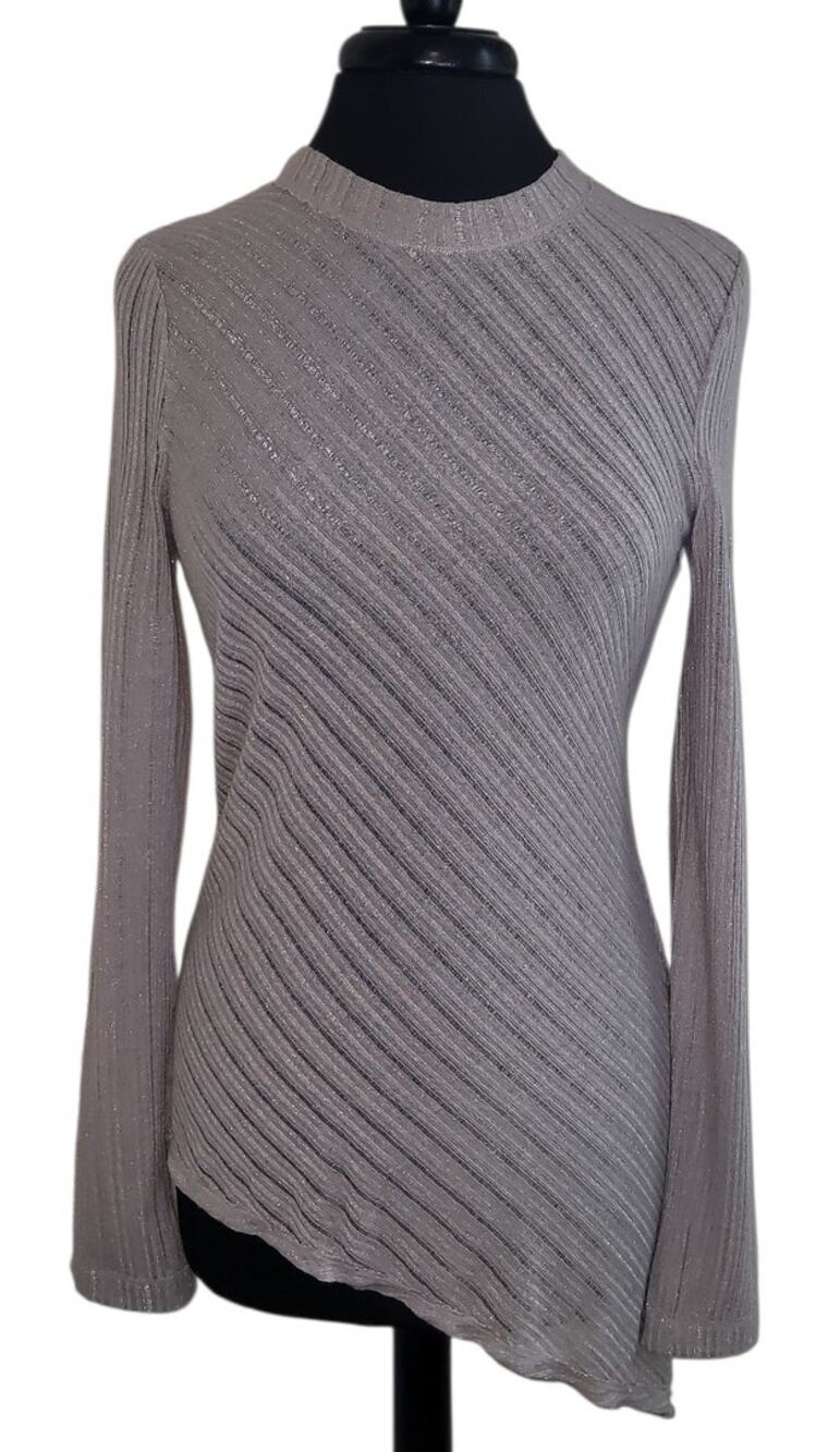 Intimately Free People Metallic Lurex Blouse Taupe M Minimalist Romantic Neutral